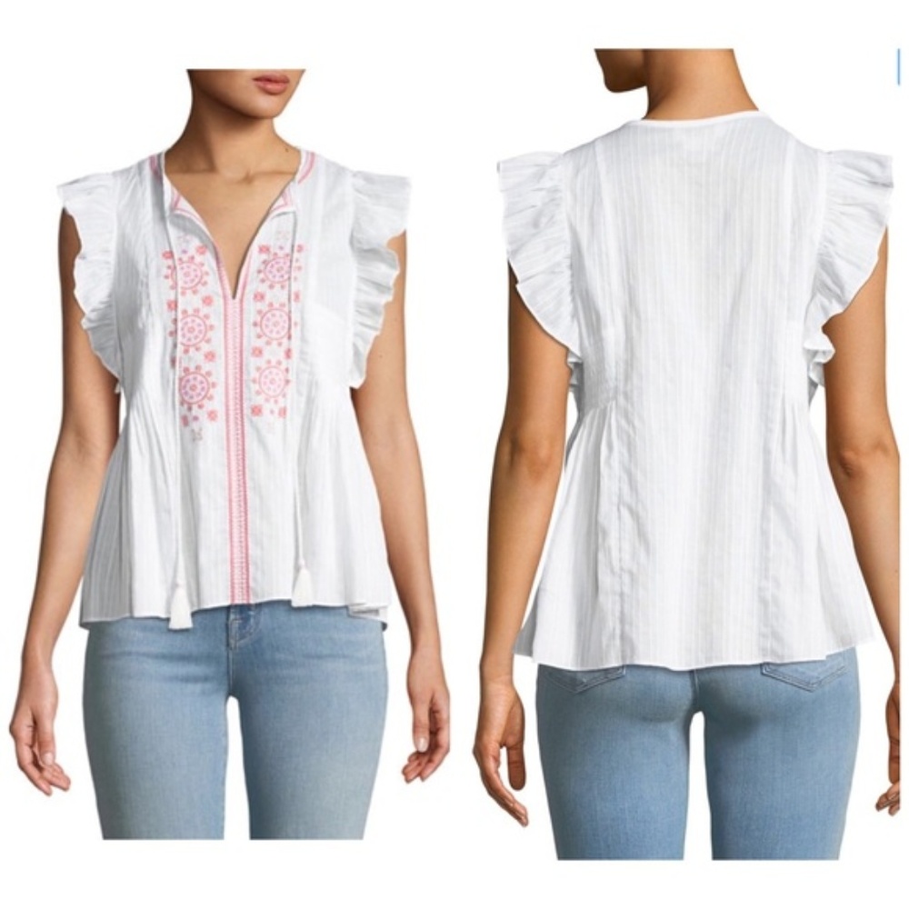 Kate Spade NewYork mosaic embroidered tassel top
